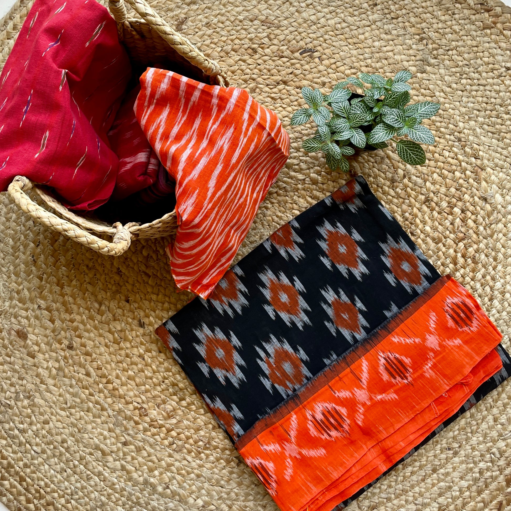 Black Pochampally Ikat cotton