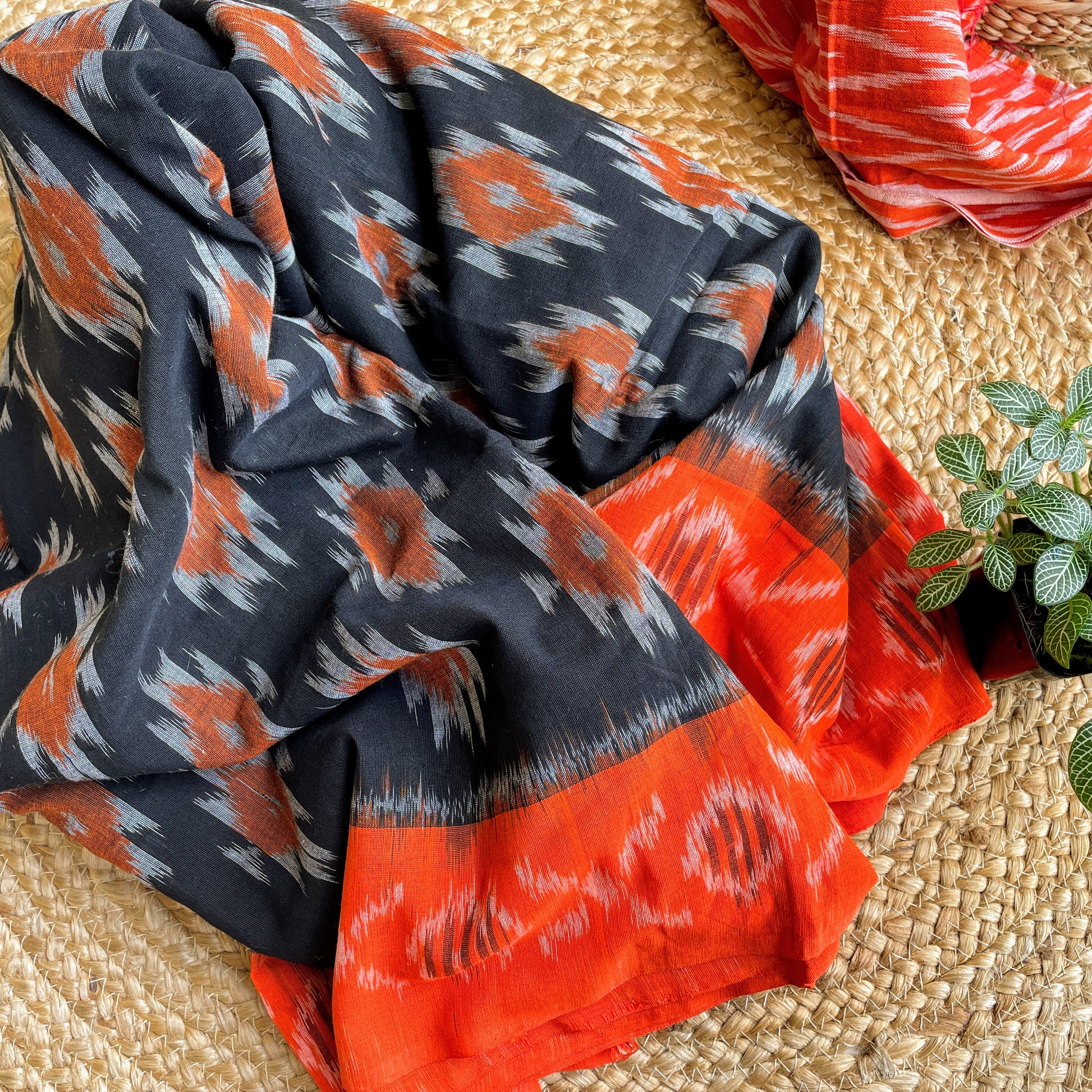 Black Pochampally Ikat cotton