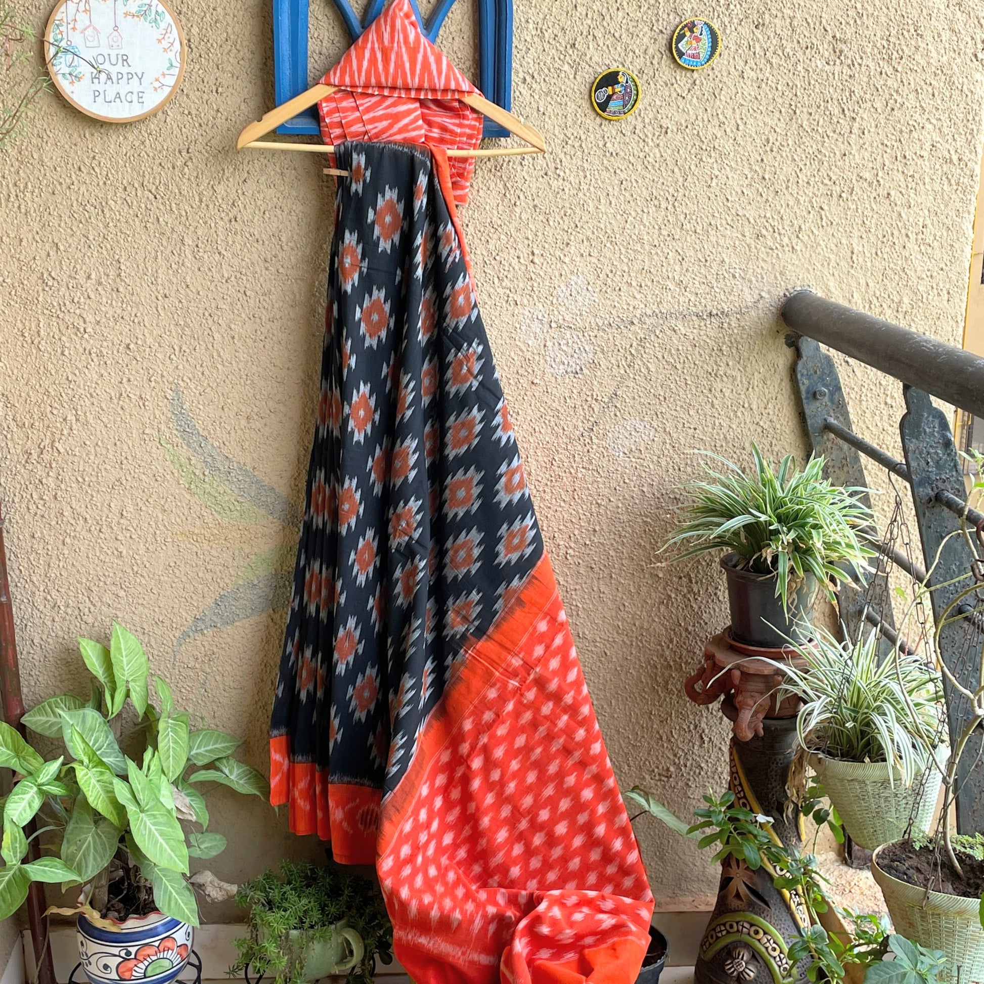 Black Pochampally Ikat cotton