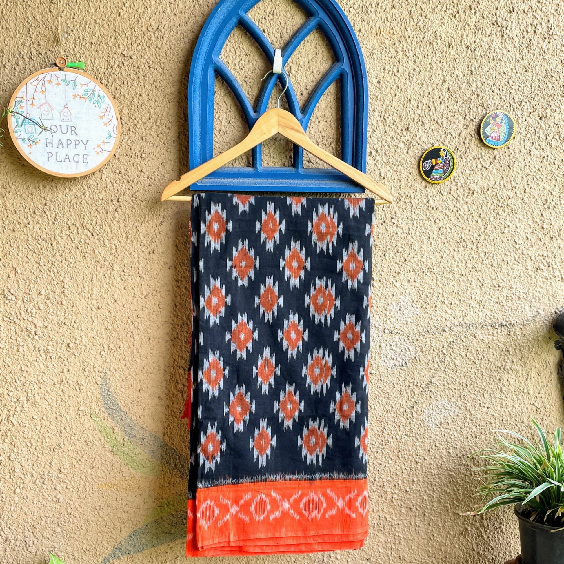 Black Pochampally Ikat cotton