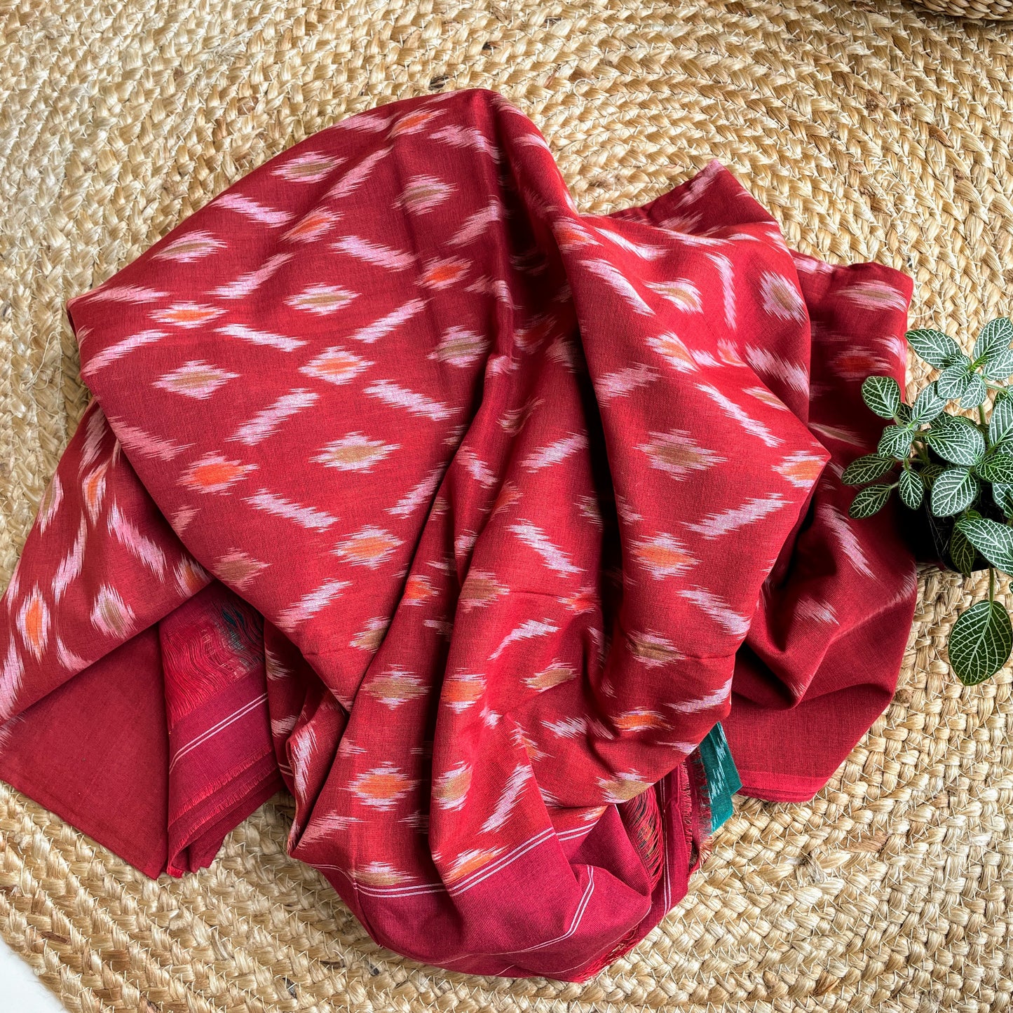 Green Maroon Pochampally Ikat cotton