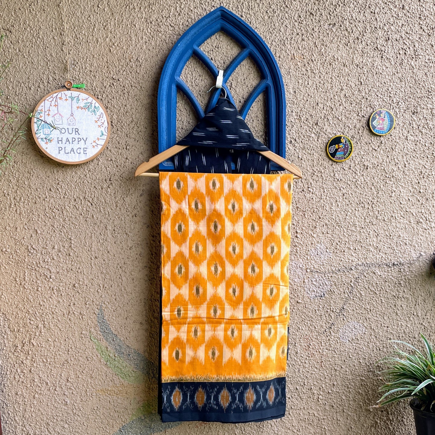 yellow Pochampally Ikat cotton
