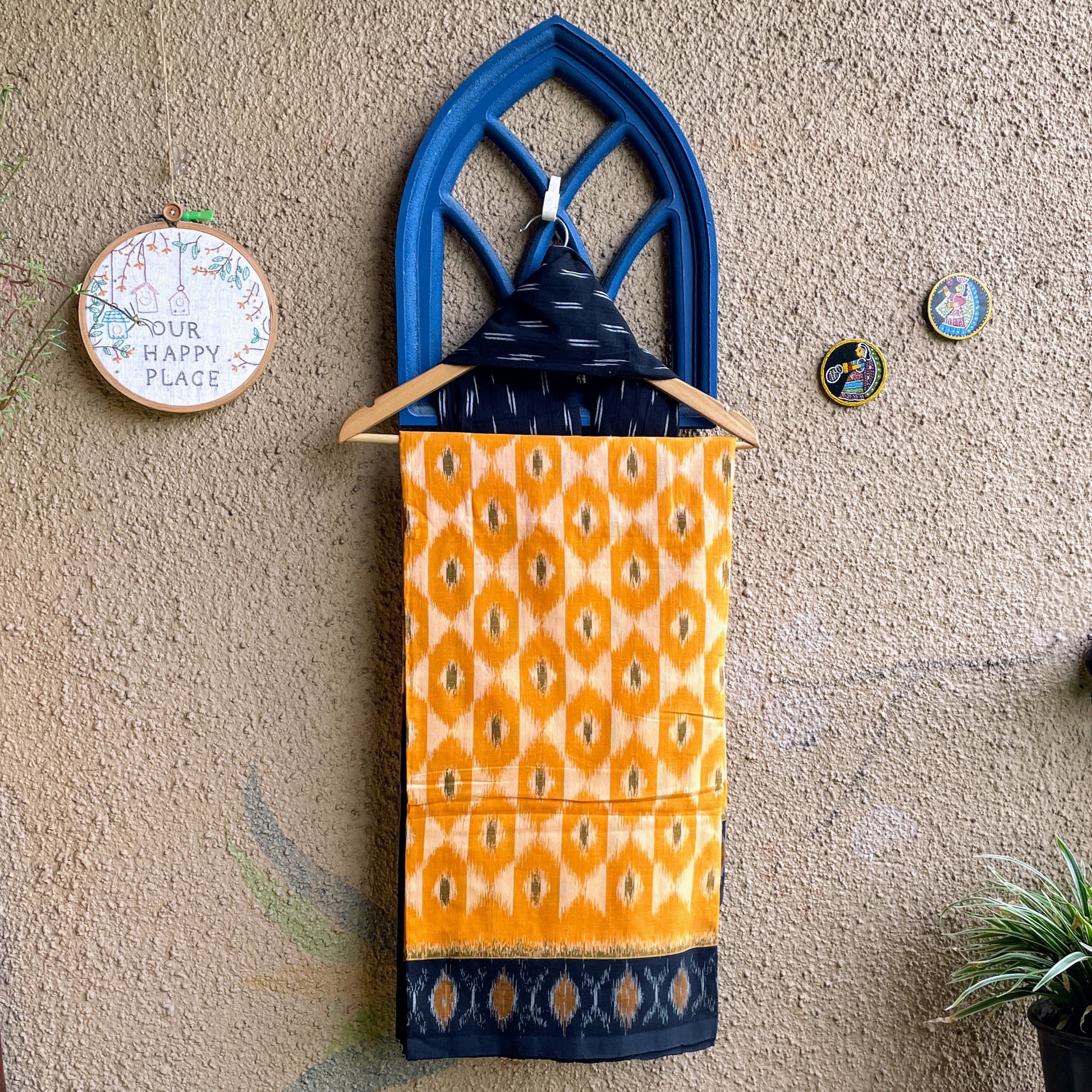 yellow Pochampally Ikat cotton