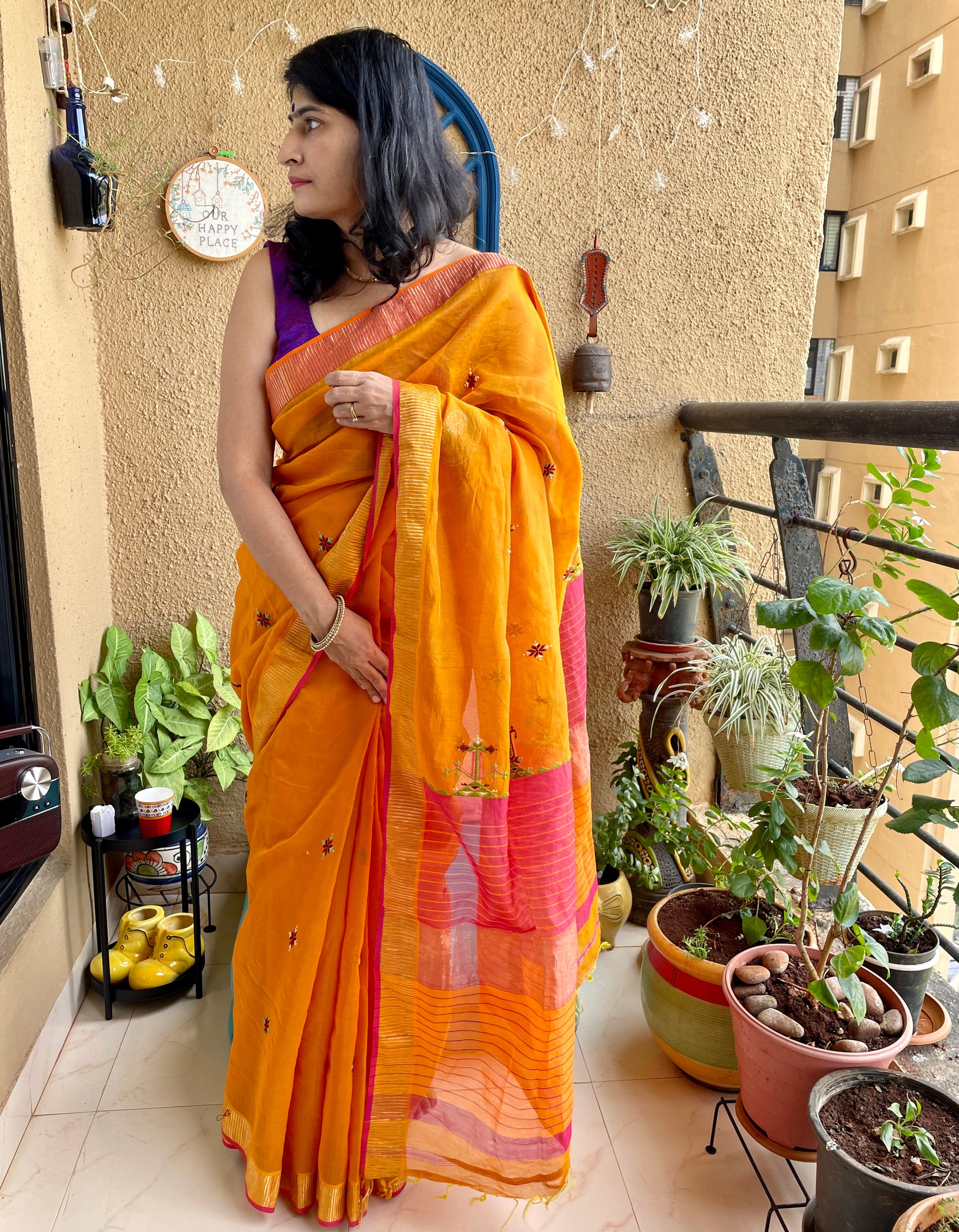 Soof Embroidery Maheshwari saree