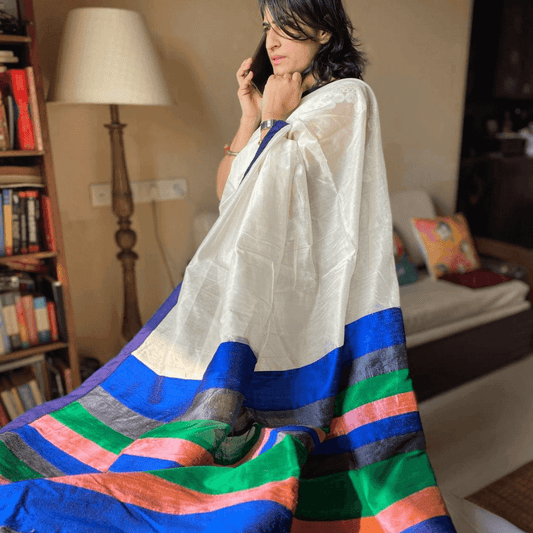 White Chanderi Patchwork