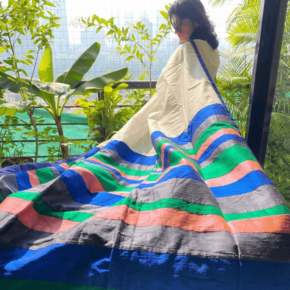 White Chanderi Patchwork