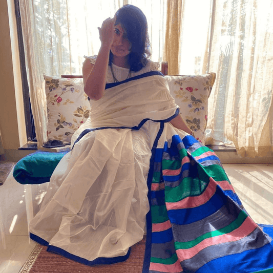 White Chanderi Patchwork