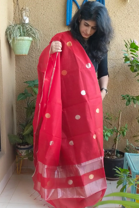 Red Chanderi Dupatta