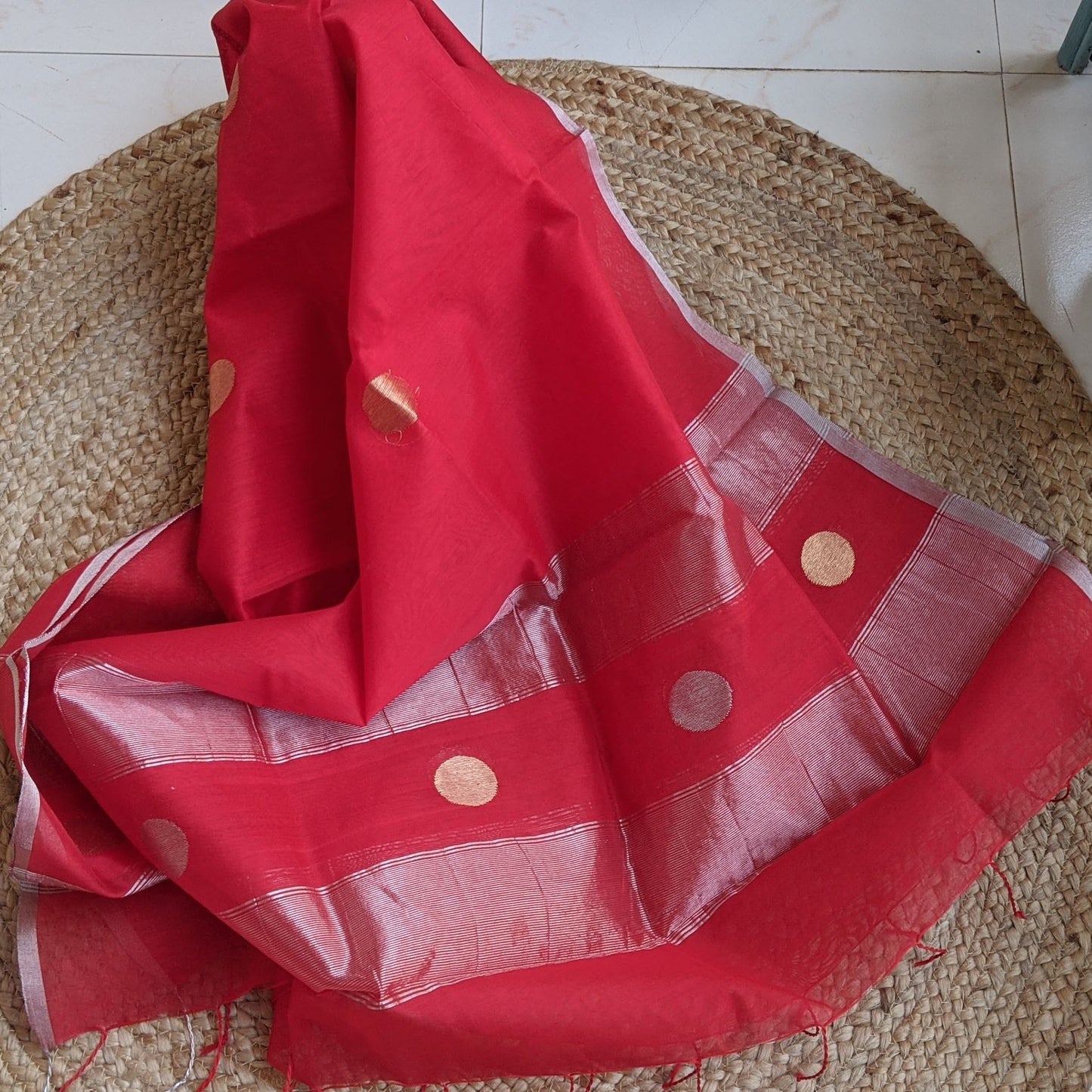 Red Chanderi Dupatta