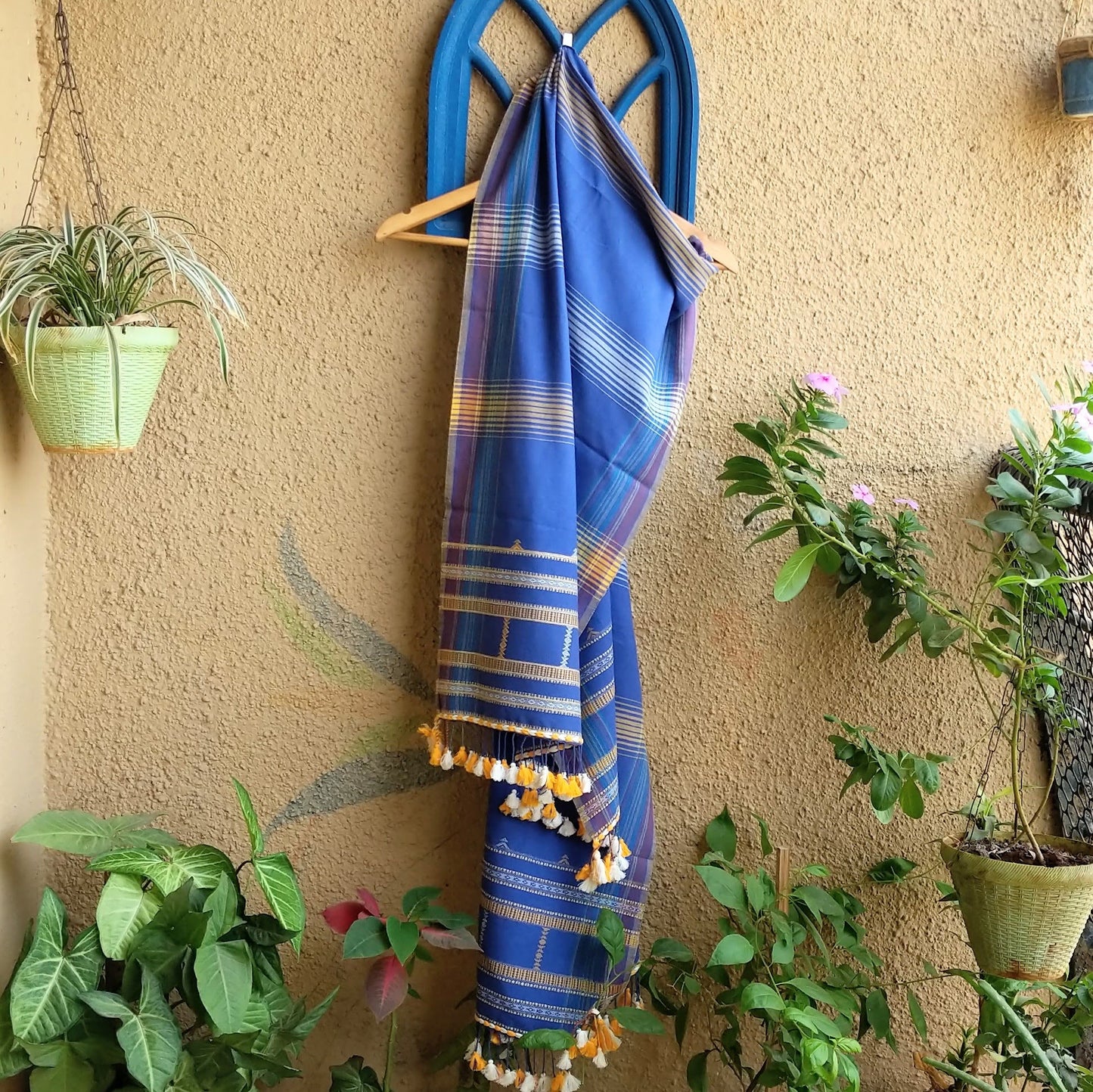 Blue Bhujodi cotton stole