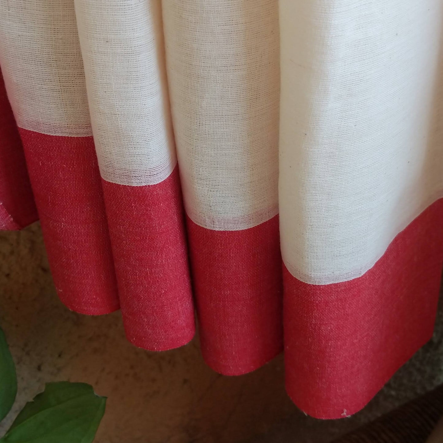 Red and white Bengal cotton plain