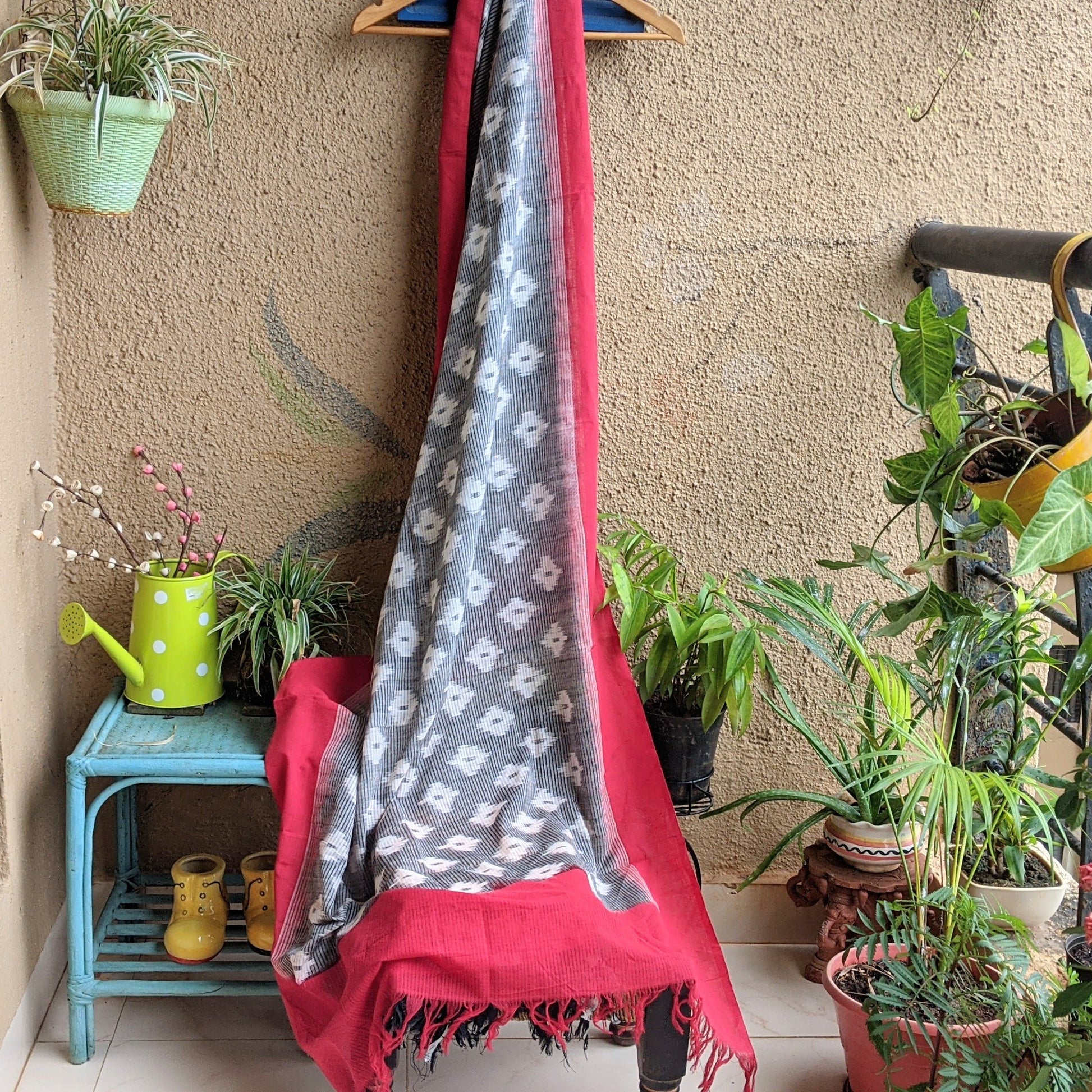 grey Ikkat Dupatta