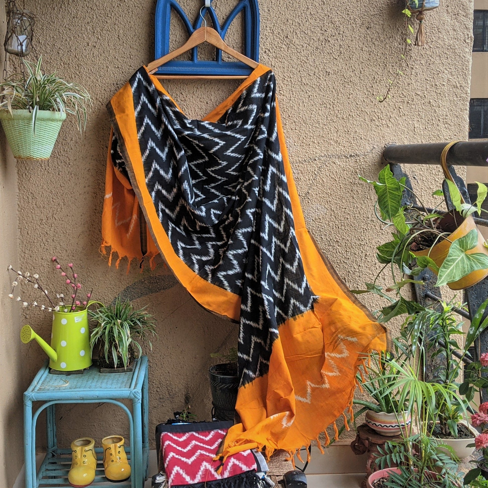 yellow Ikkat Dupatta