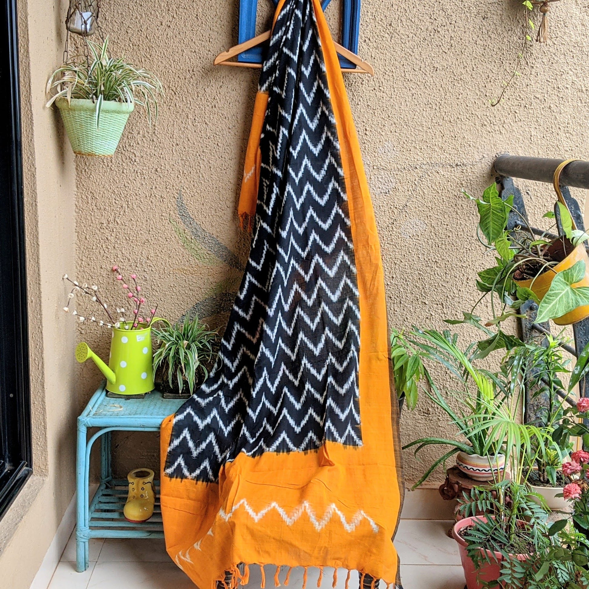 yellow Ikkat Dupatta
