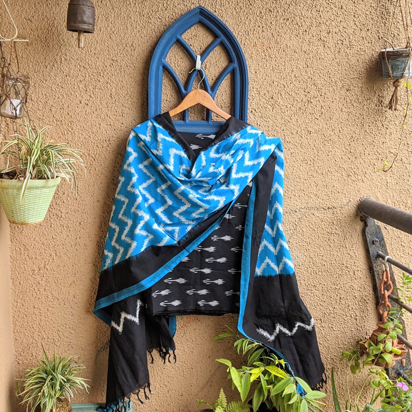 Blue Ikkat Dupatta set