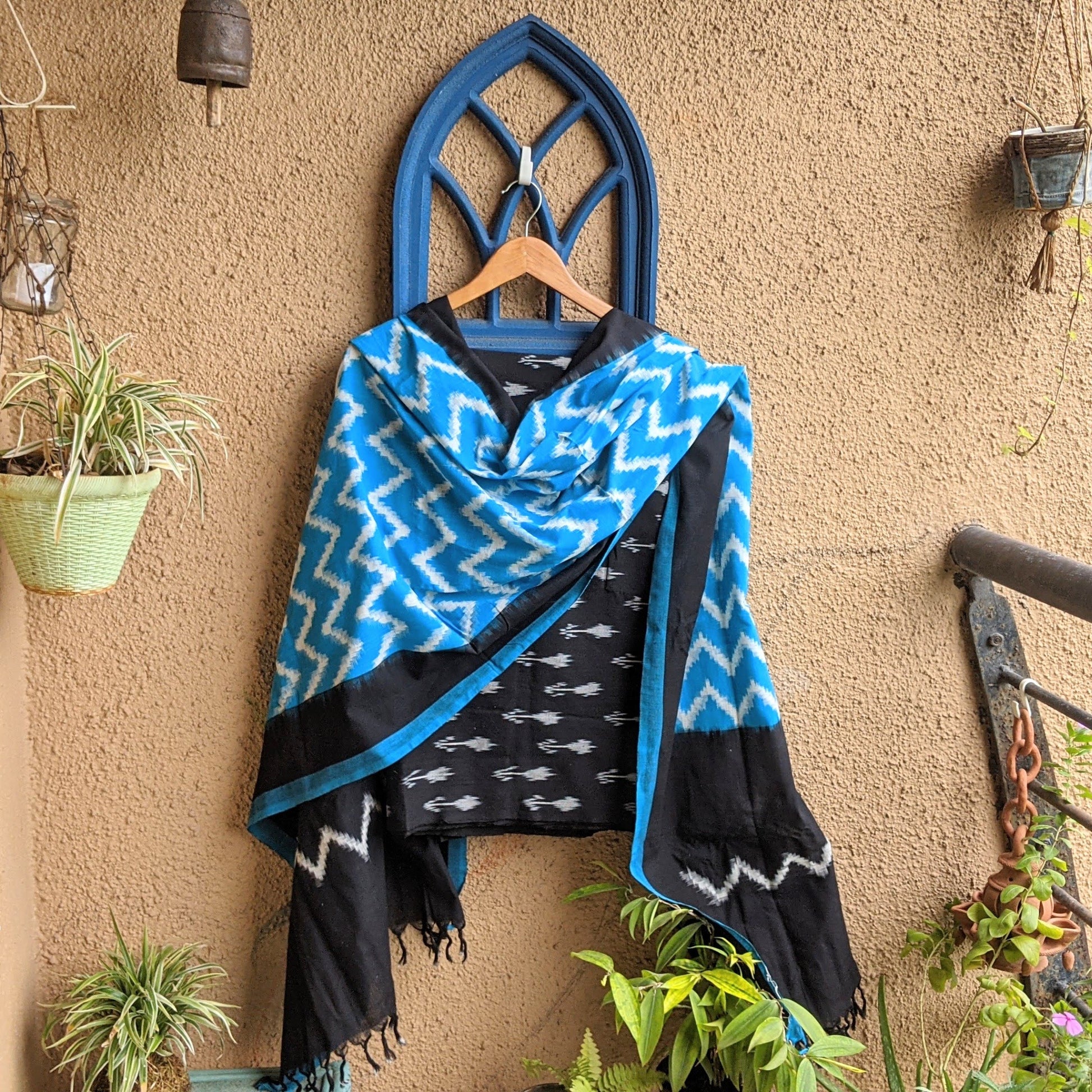 Blue Ikkat Dupatta set