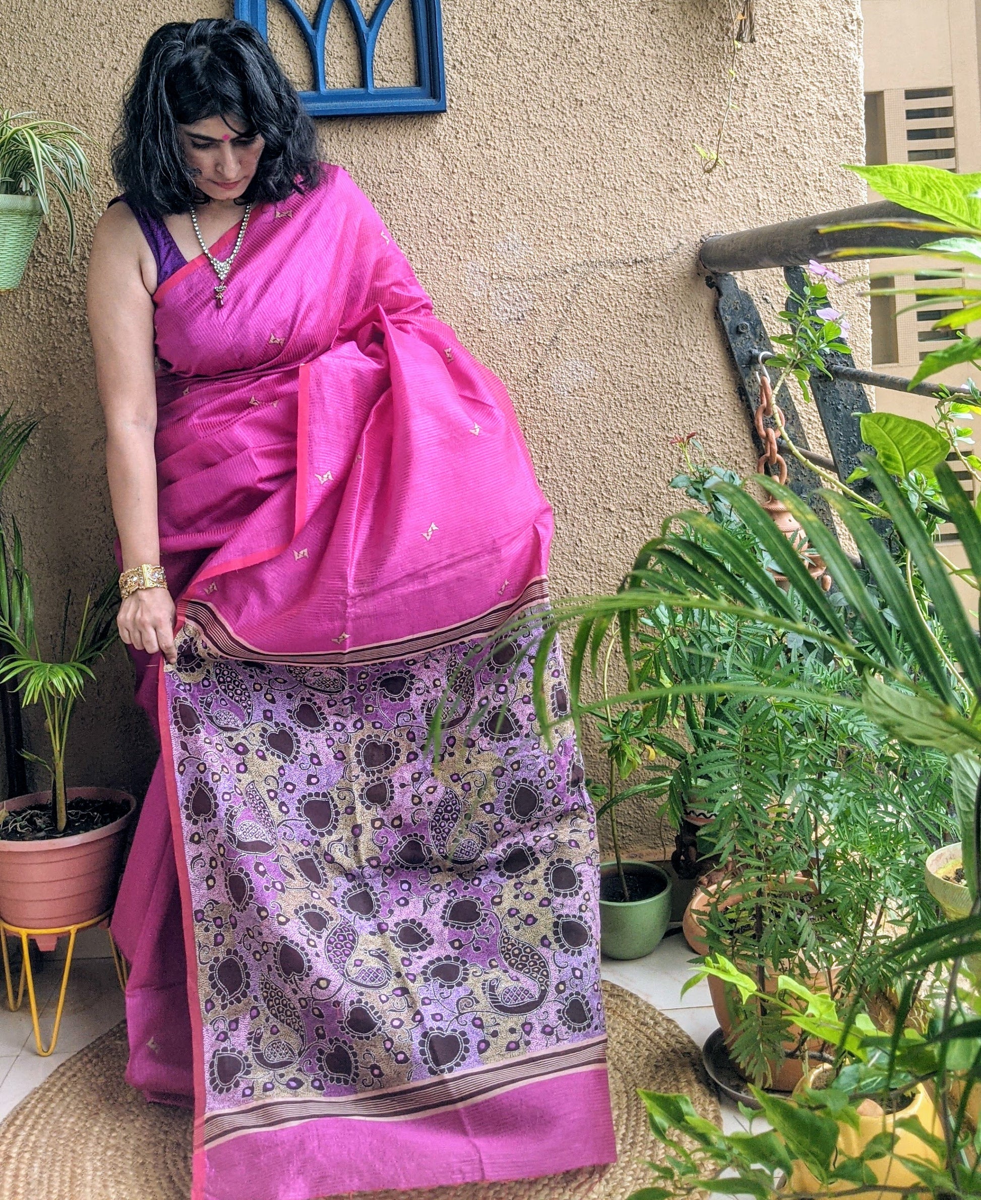 Pink Silk KAntha