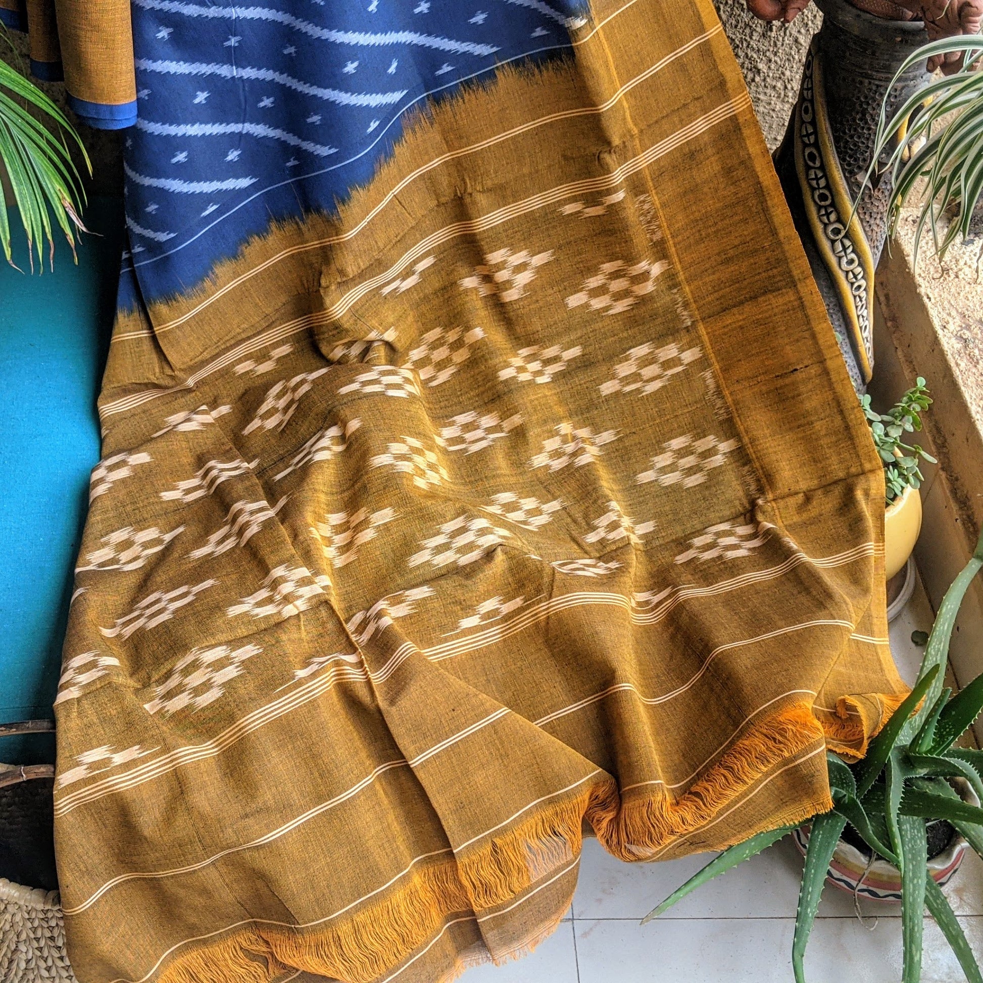 Blue stripe Pochampally Ikat