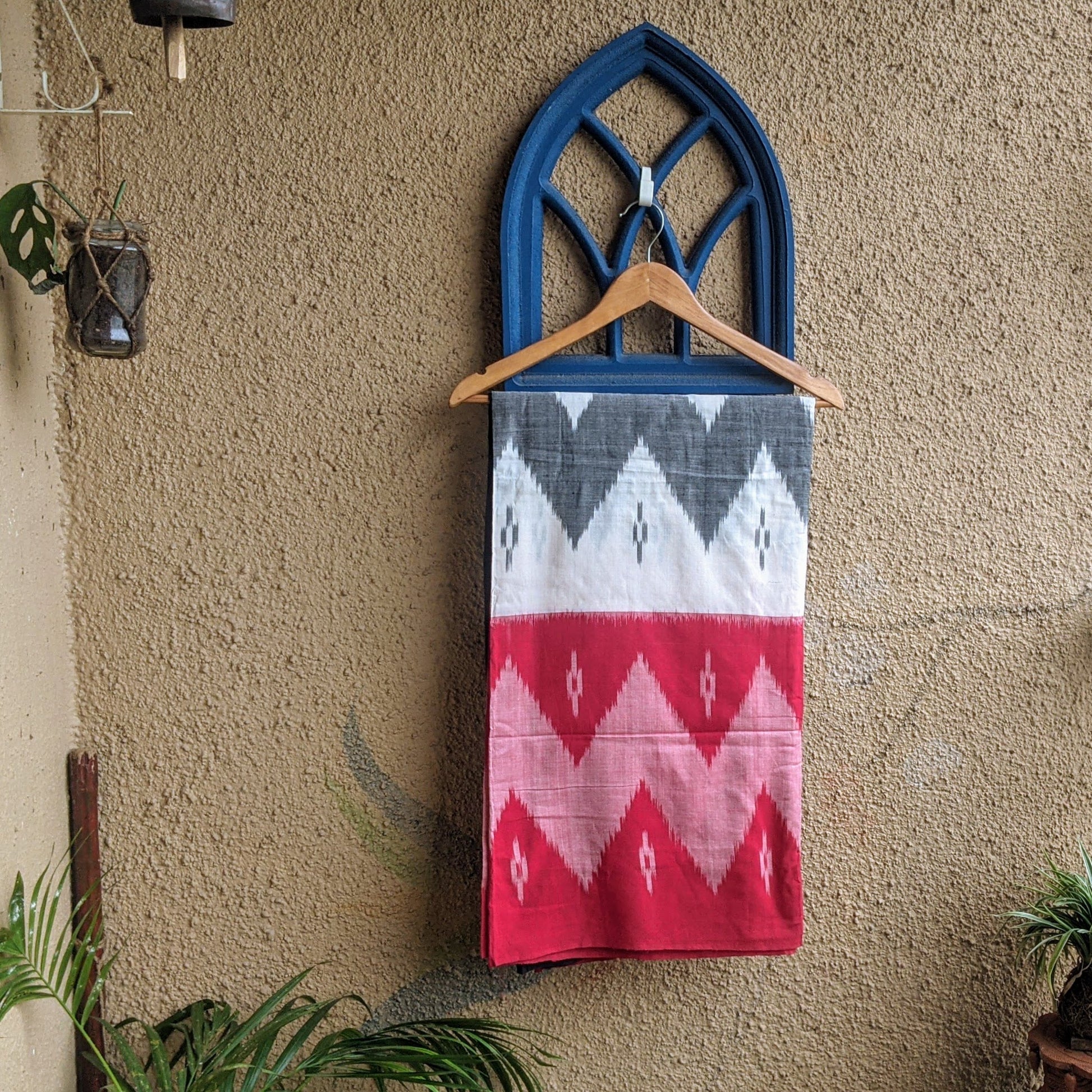 Black White red Pochampally Ikat