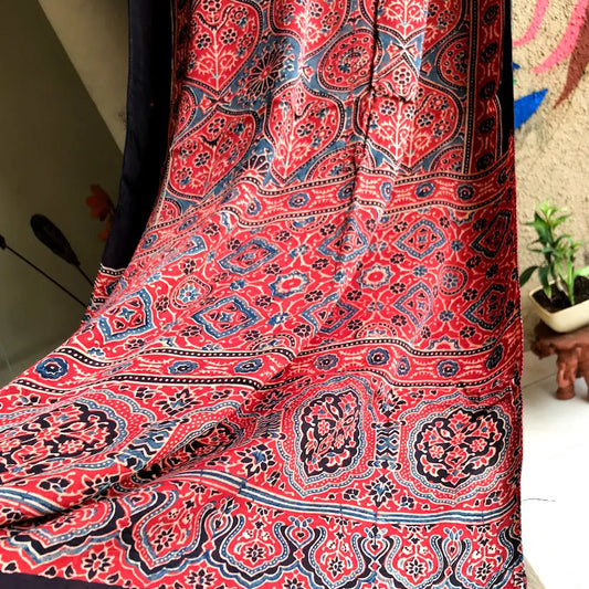 Rust Ajrakh Stole www.forsarees.com