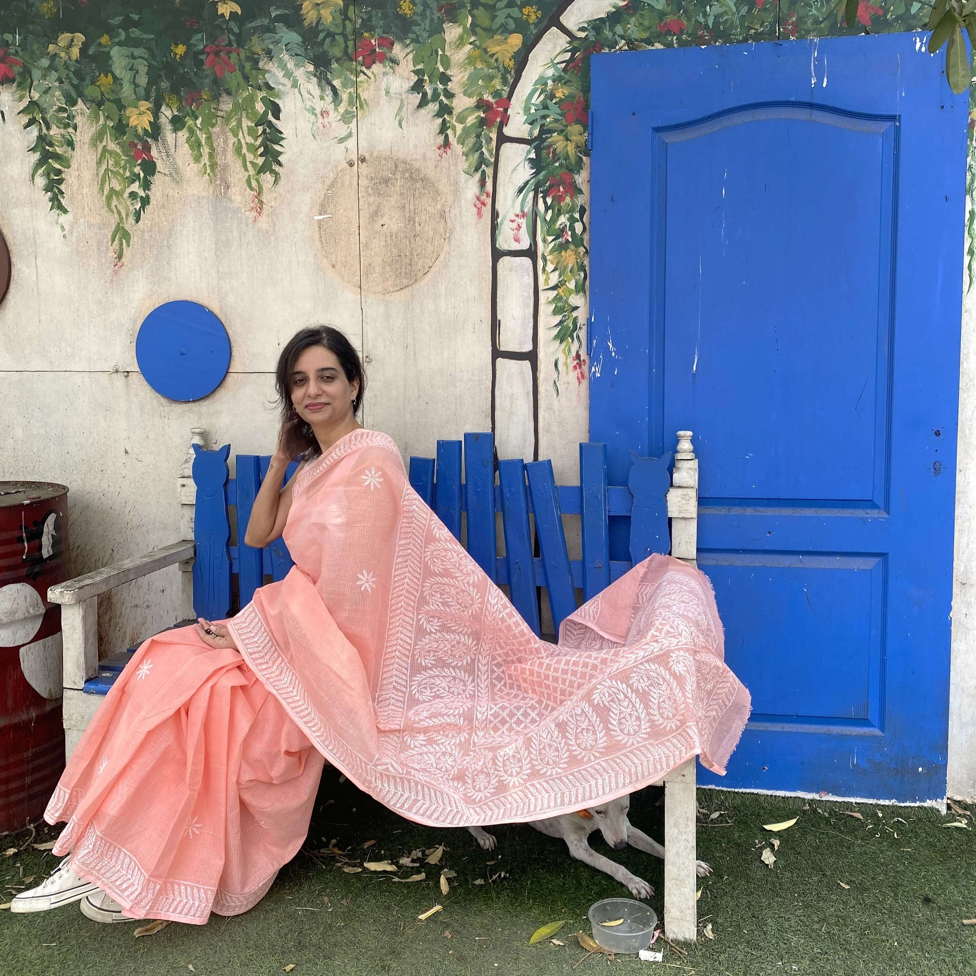 lucknowi chikankari kota saree