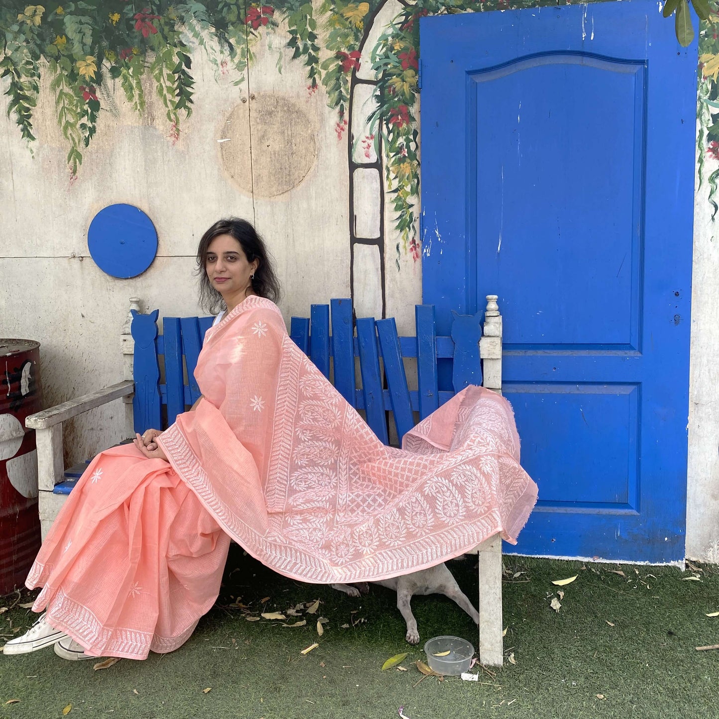 lucknowi chikankari kota saree