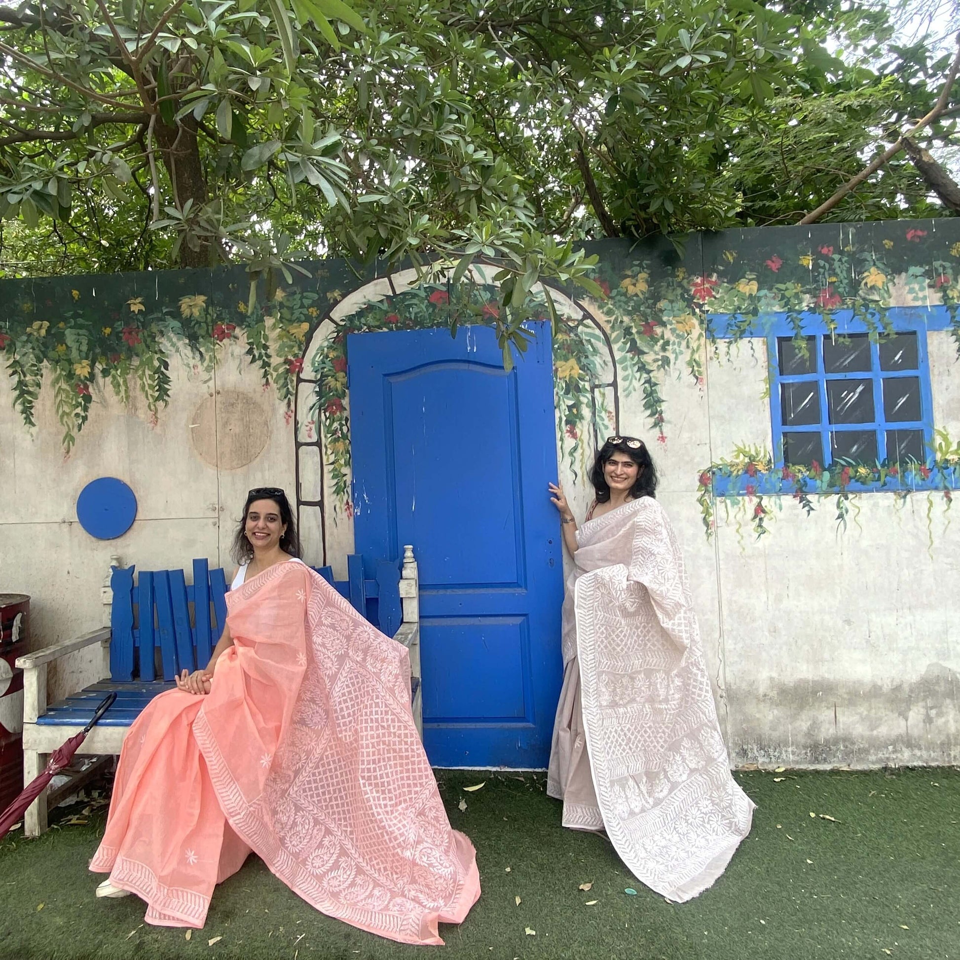 lucknowi chikankari kota saree