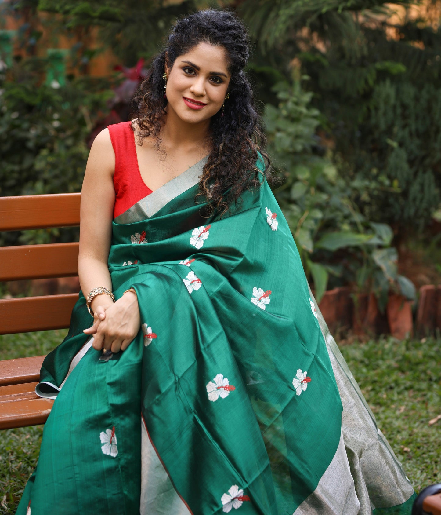 Green Chanderi Silk Saree