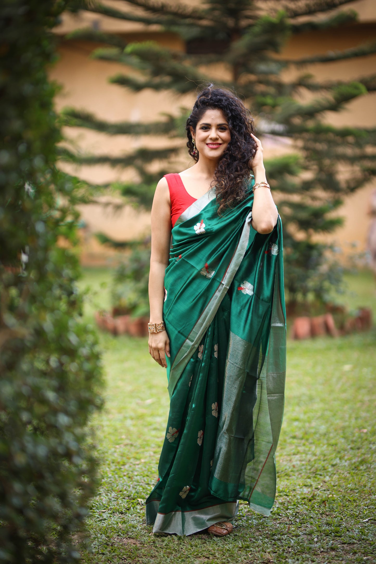 Green Chanderi Silk Saree