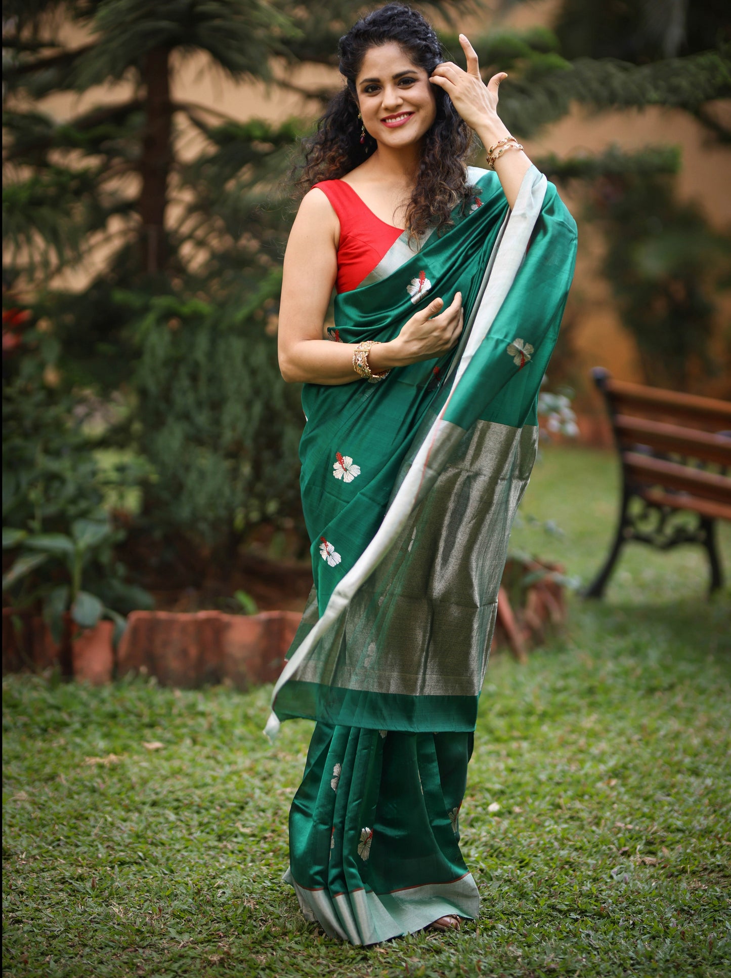 Green Chanderi Silk Saree