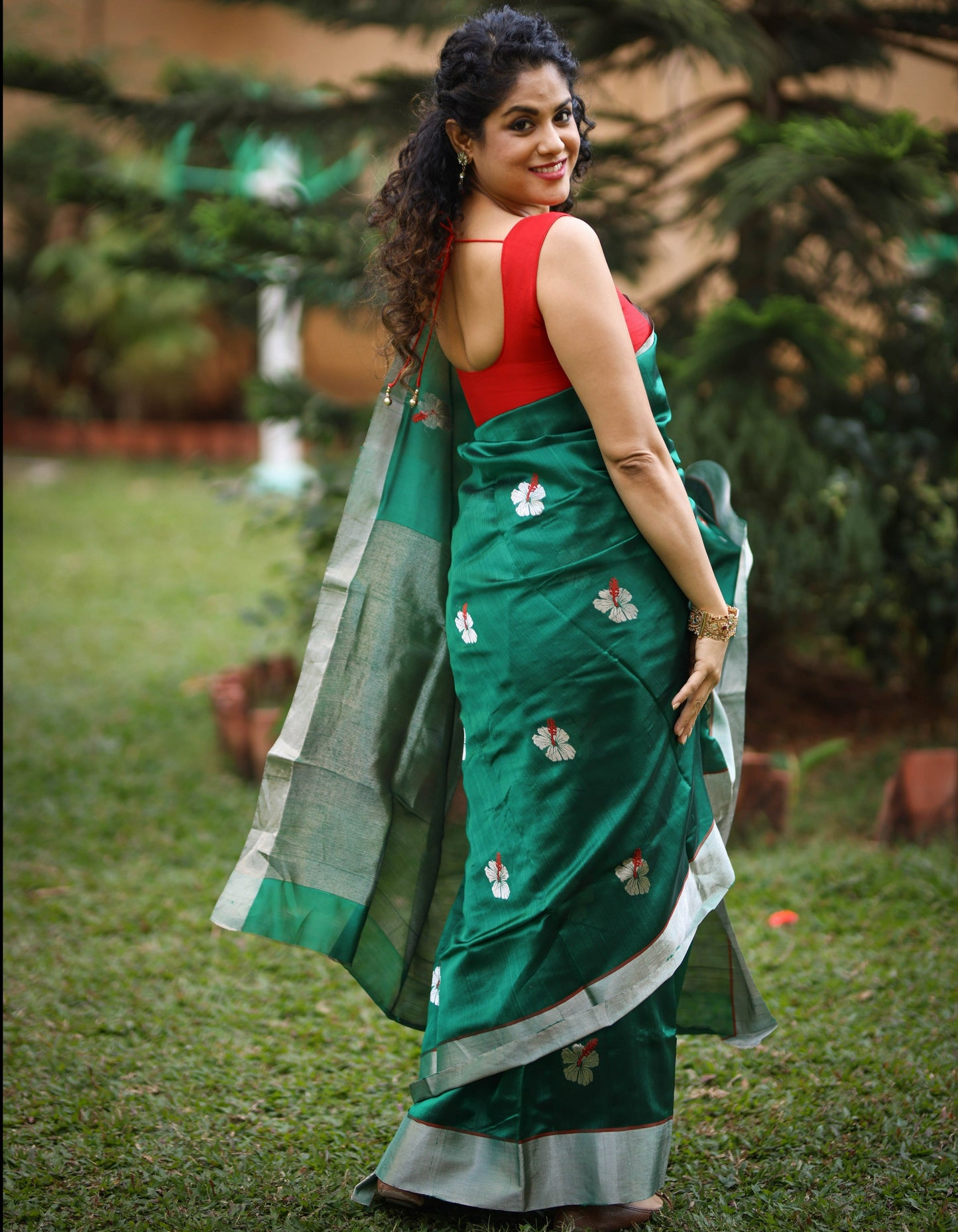 Green Chanderi Silk Saree