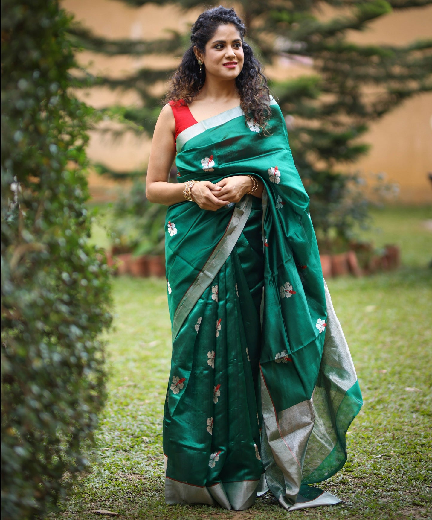 Green Chanderi Silk Saree