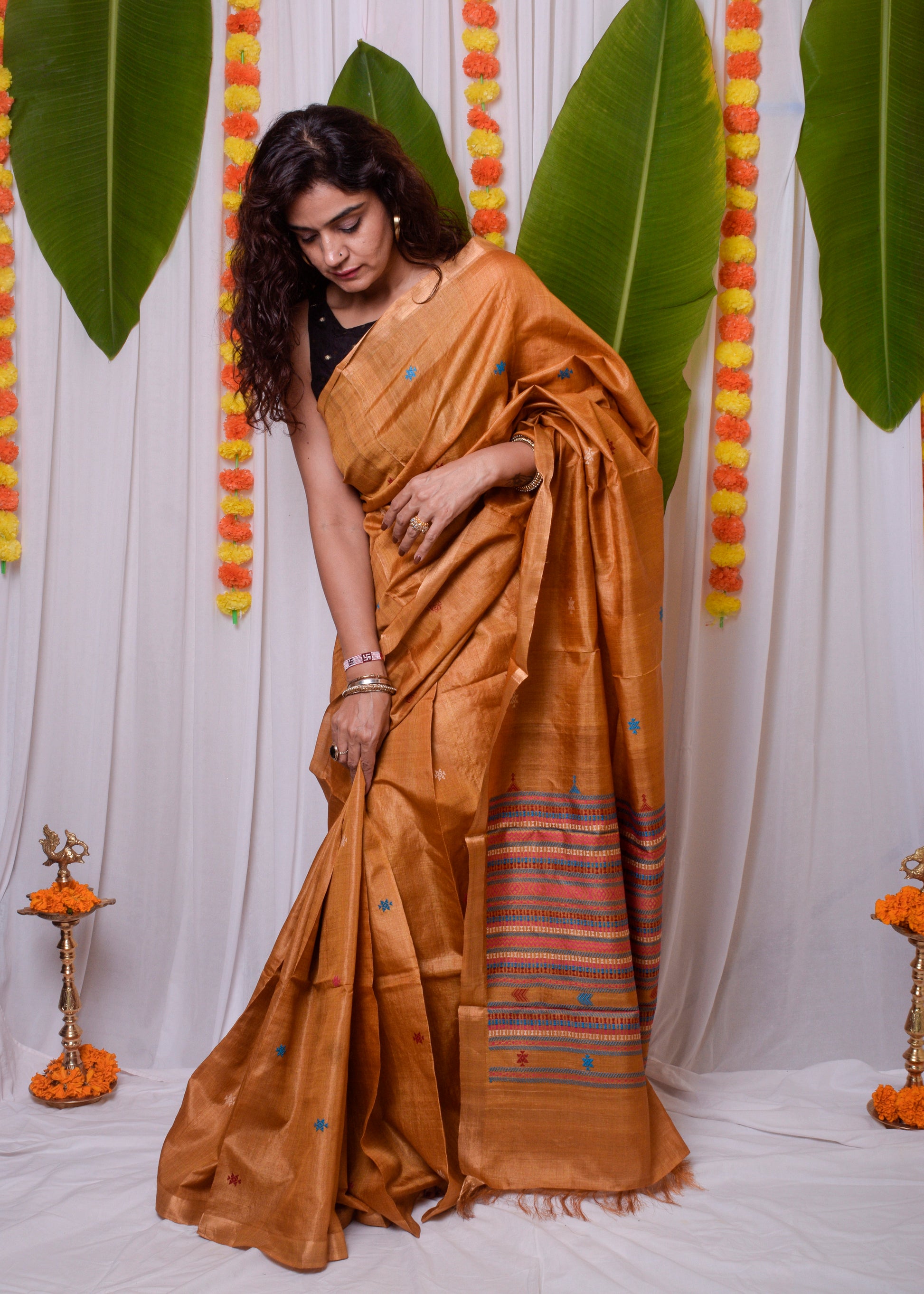 Mustard Kosa silk saree