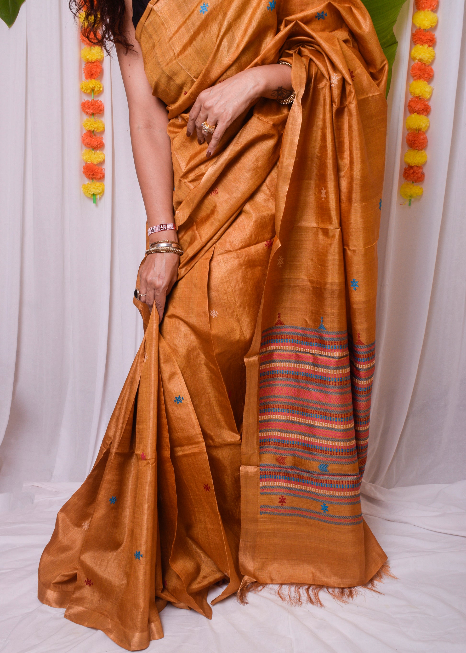 Mustard Kosa silk saree