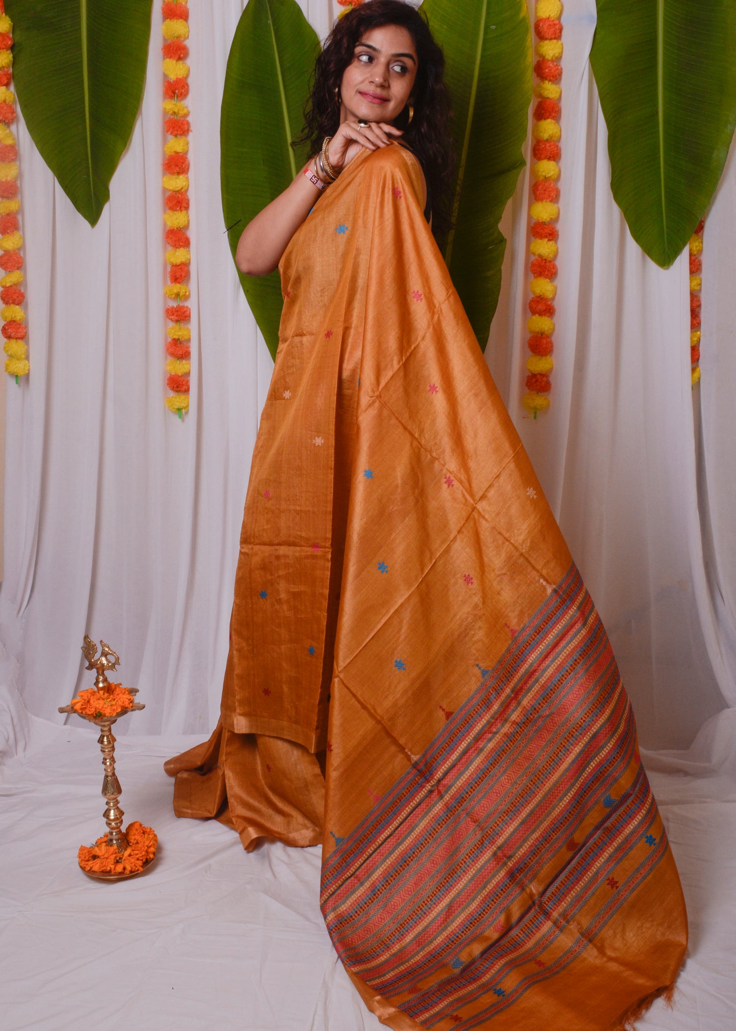 Mustard Kosa silk saree