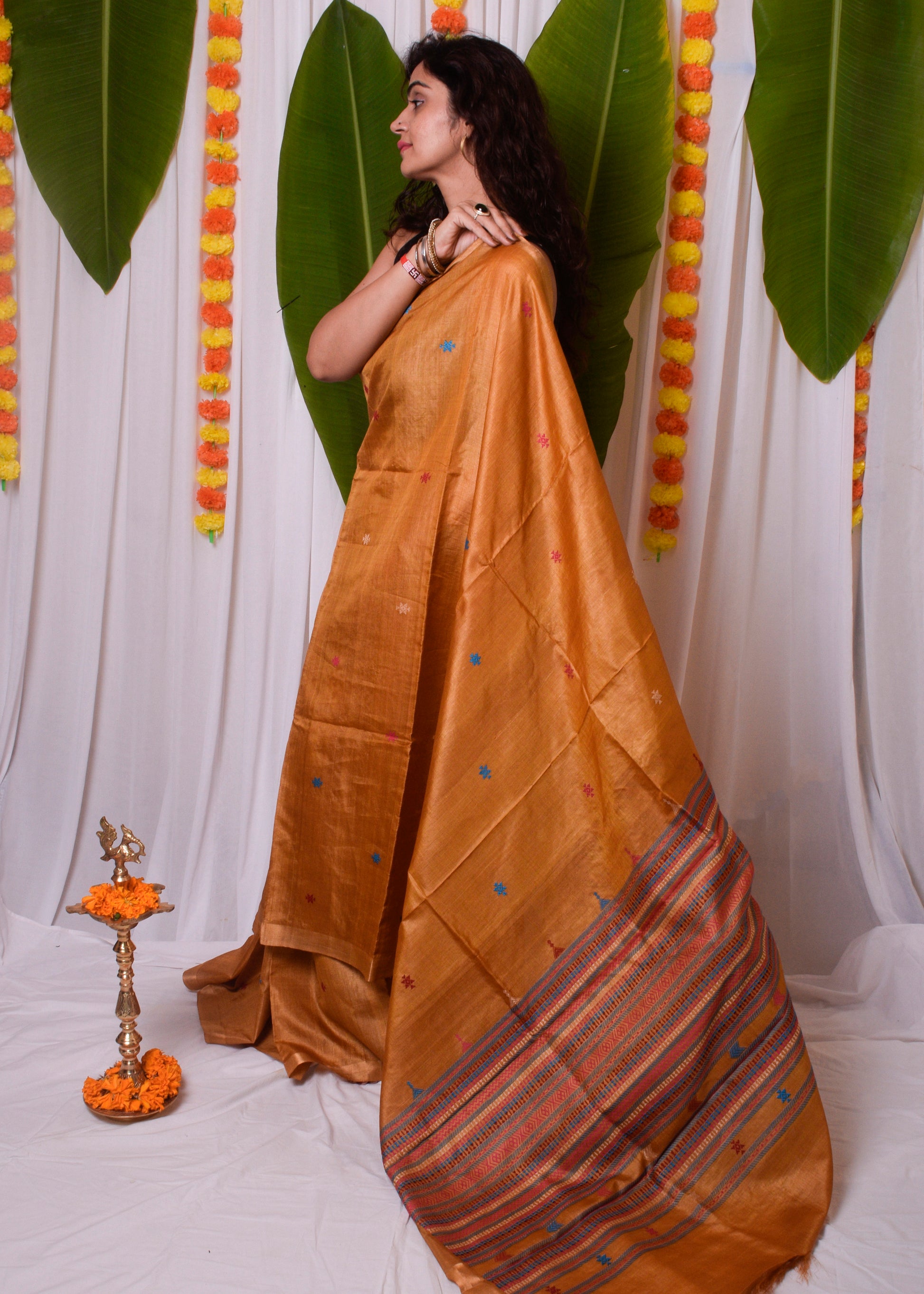 Mustard Kosa silk saree