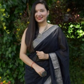 Black Mangalgiri zari cotton