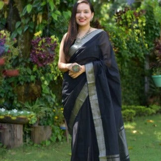 Black Mangalgiri zari cotton