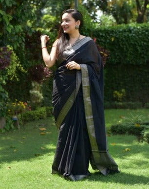 Black Mangalgiri zari cotton