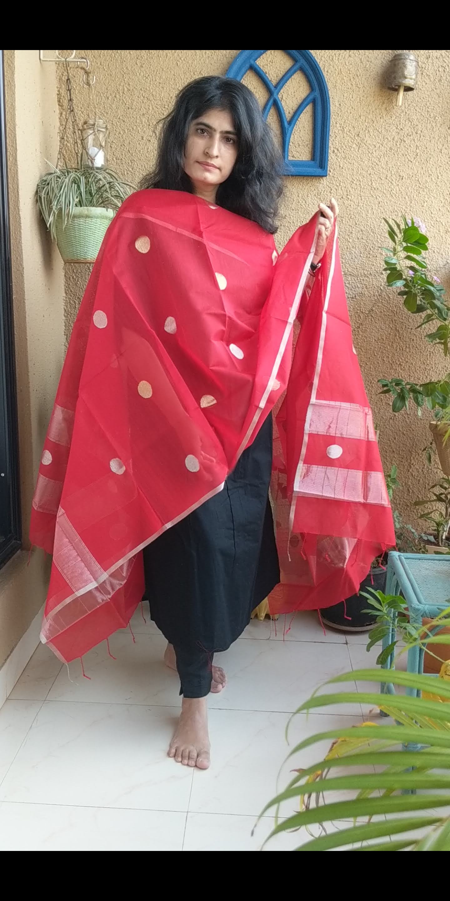 Red Chanderi Dupatta