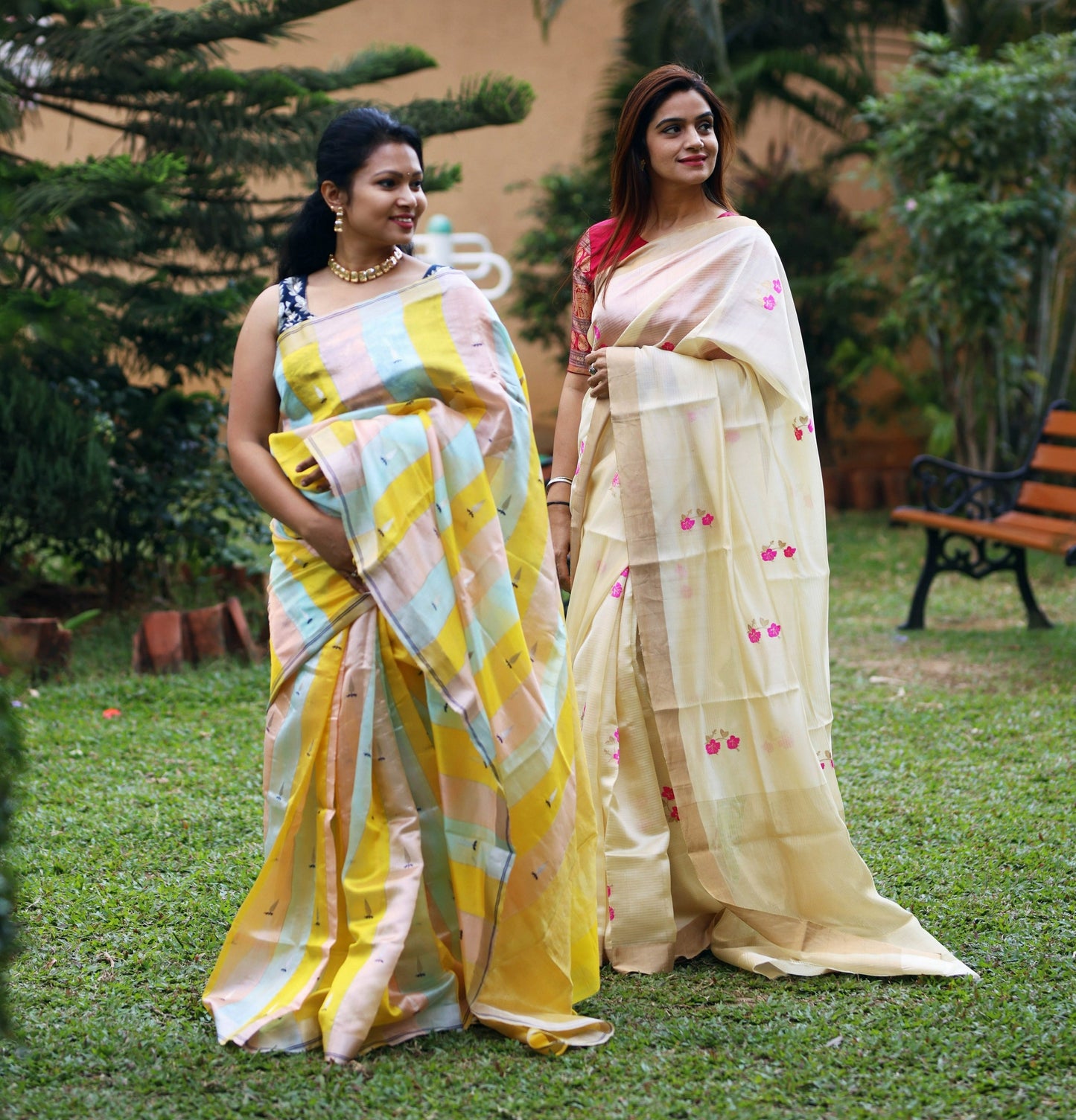 Multi color striped Chanderi Silk Saree