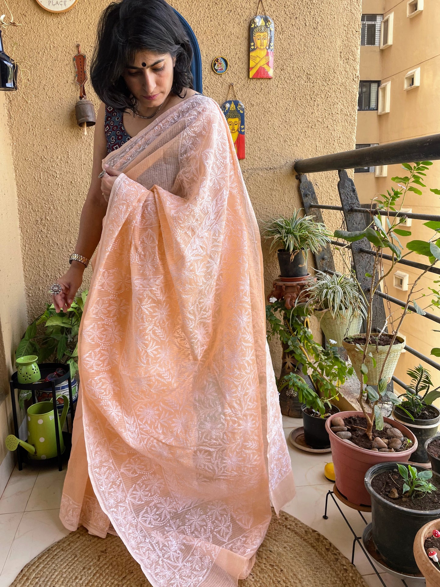 lucknowi chikankari saree