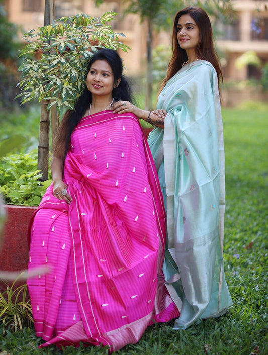 Hot pink Chanderi Silk Saree