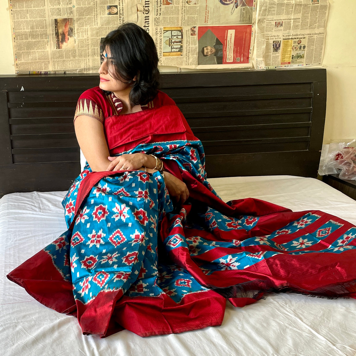 Blue Telia Rumal Silk Saree