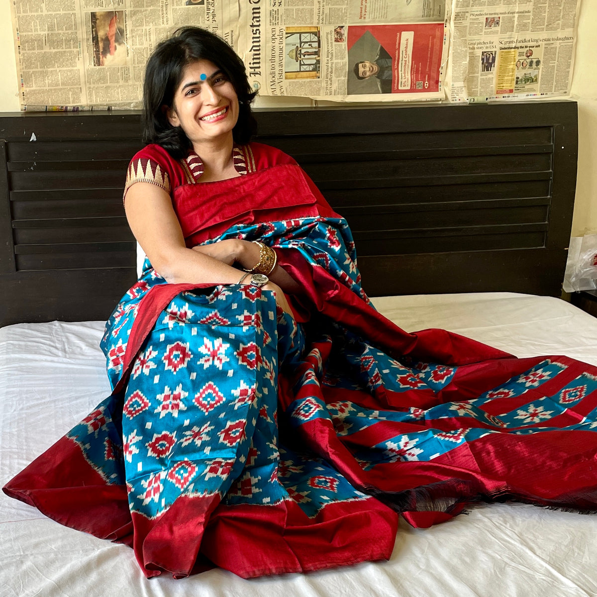Blue Telia Rumal Silk Saree